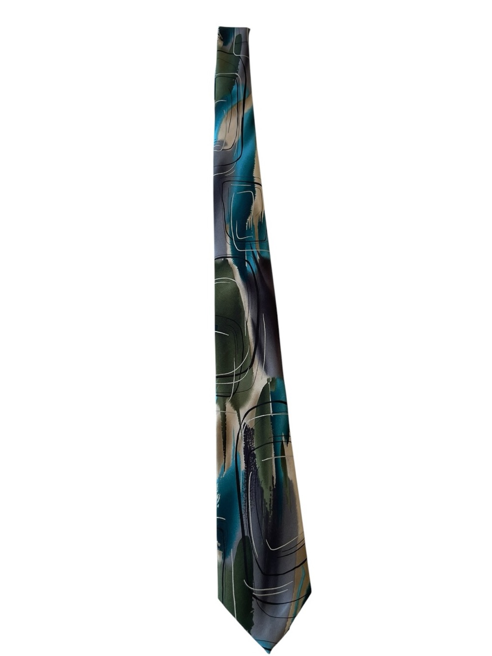 J Garcia Silk Tie Blue Green Abstract Art Designer Necktie Modern Pattern